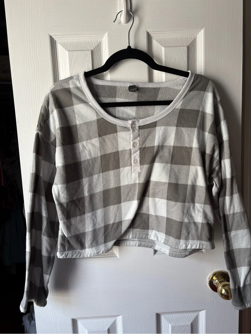 Grey and White checkered pajama set